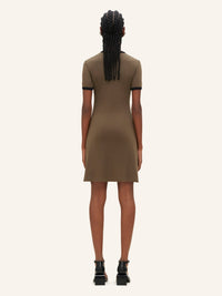 Contrast V-neck Mini Dress - Green