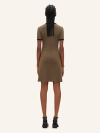 Contrast v neck mini Dress - Green & Black