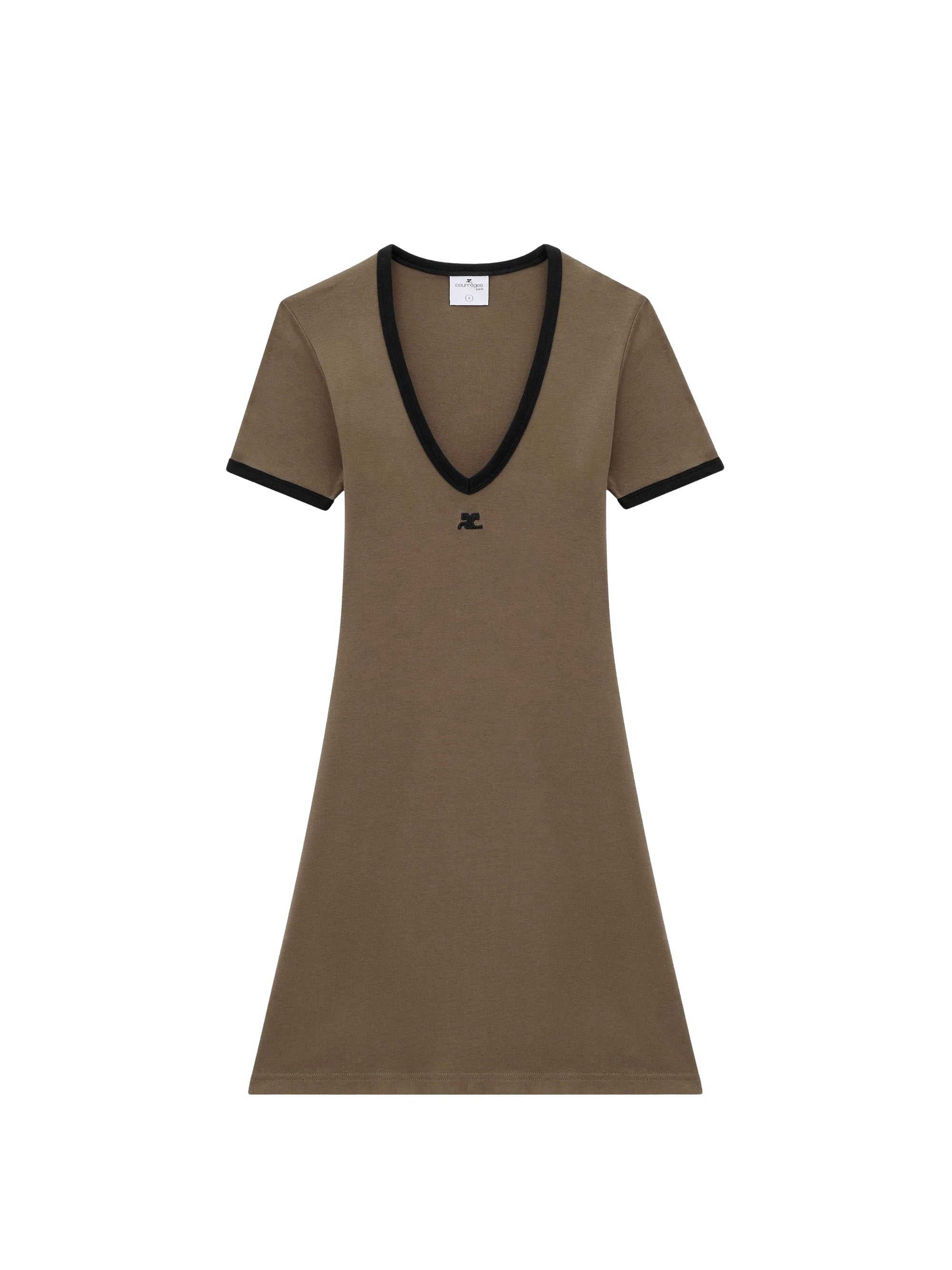 Contrast V-neck Mini Dress - Green