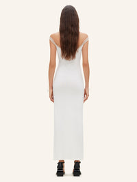 Contrast hyperbole long Dress - White & Sand