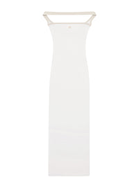 Contrast hyperbole long Dress - White & Sand
