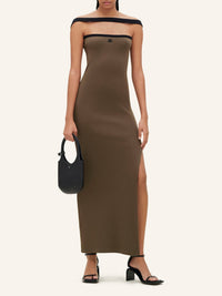 Contrast hyperbole long Dress - Green & Black