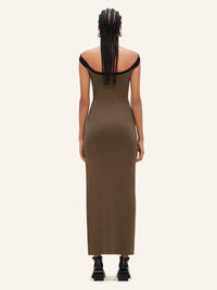 Contrast hyperbole long Dress - Green & Black
