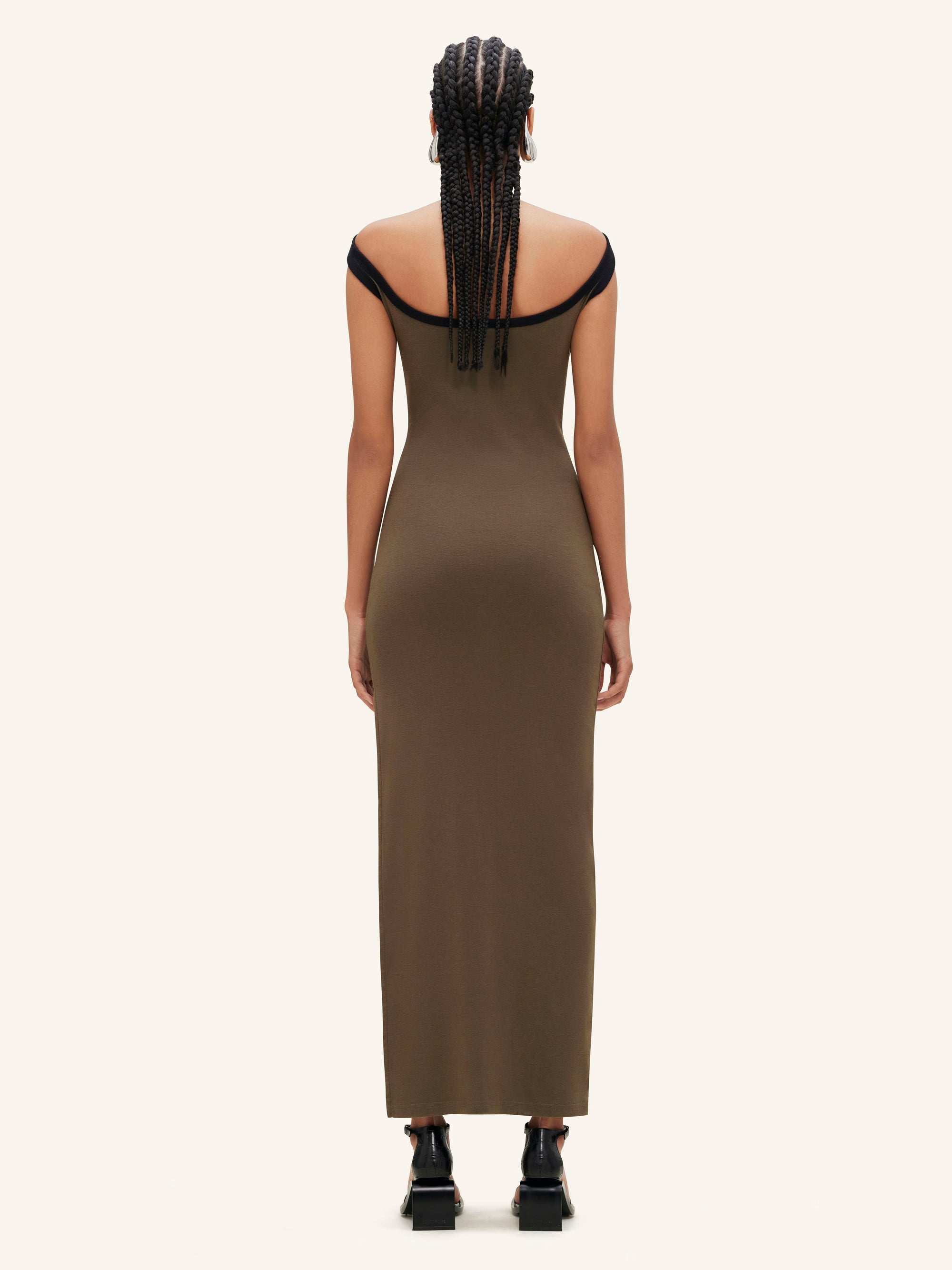 Contrast hyperbole long Dress - Green & Black
