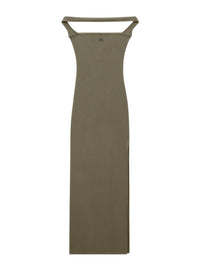 Hyperbole 90's rib long Dress - Camouflage Green