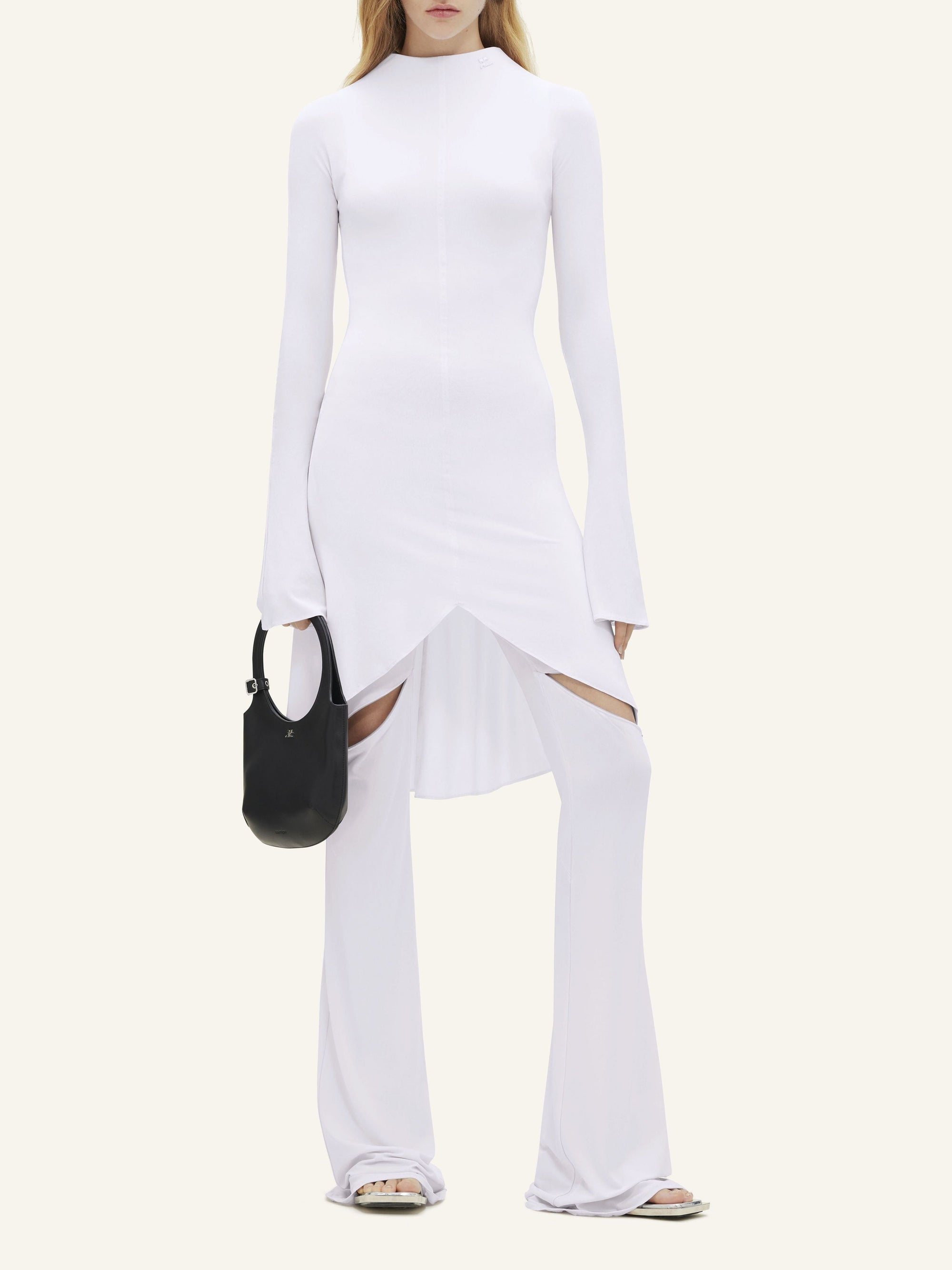 High neck crepe jersey Dress - Mist
