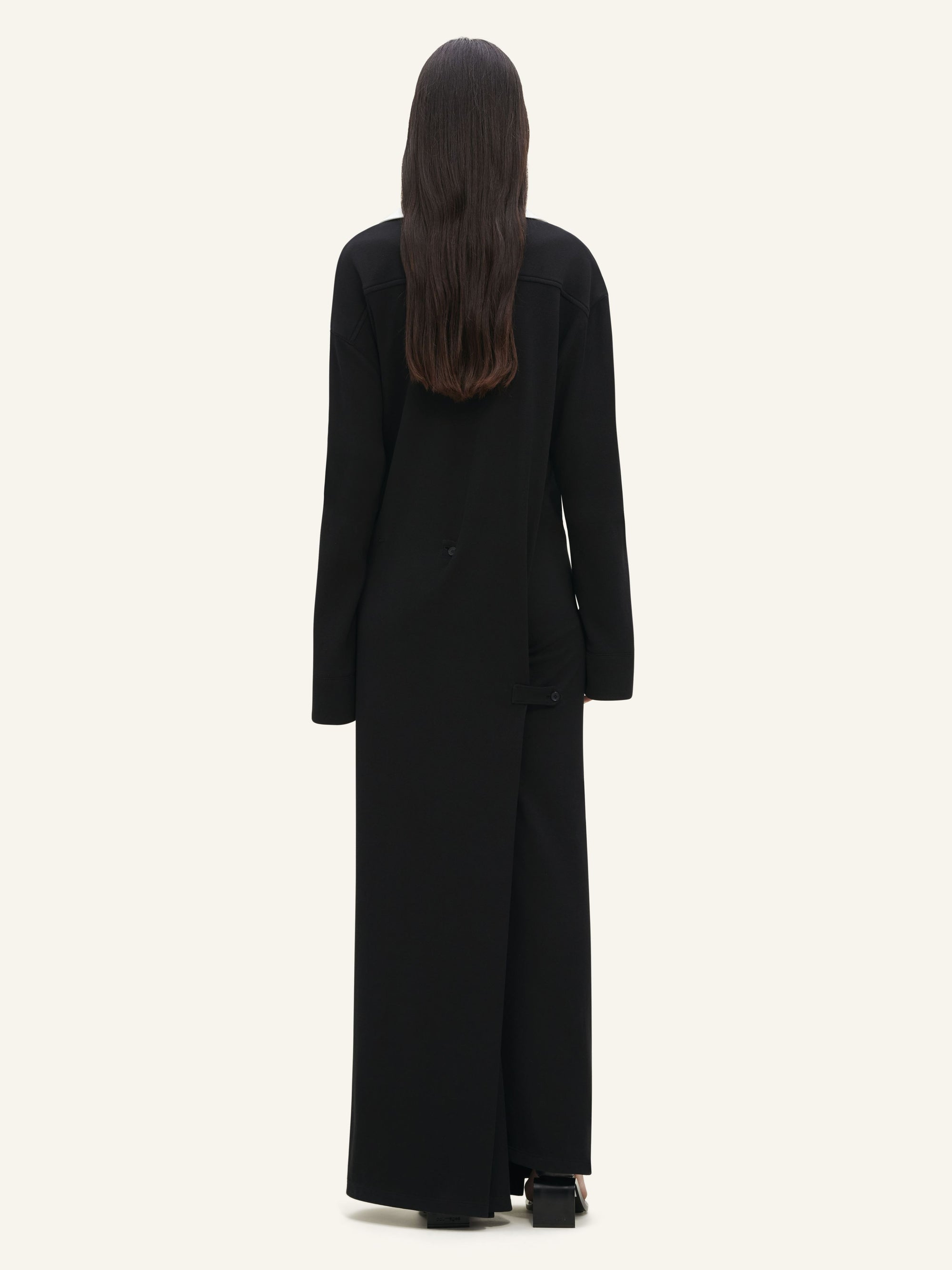 Twist cotton polo long Dress - Black
