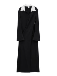 Twist cotton polo long Dress - Black