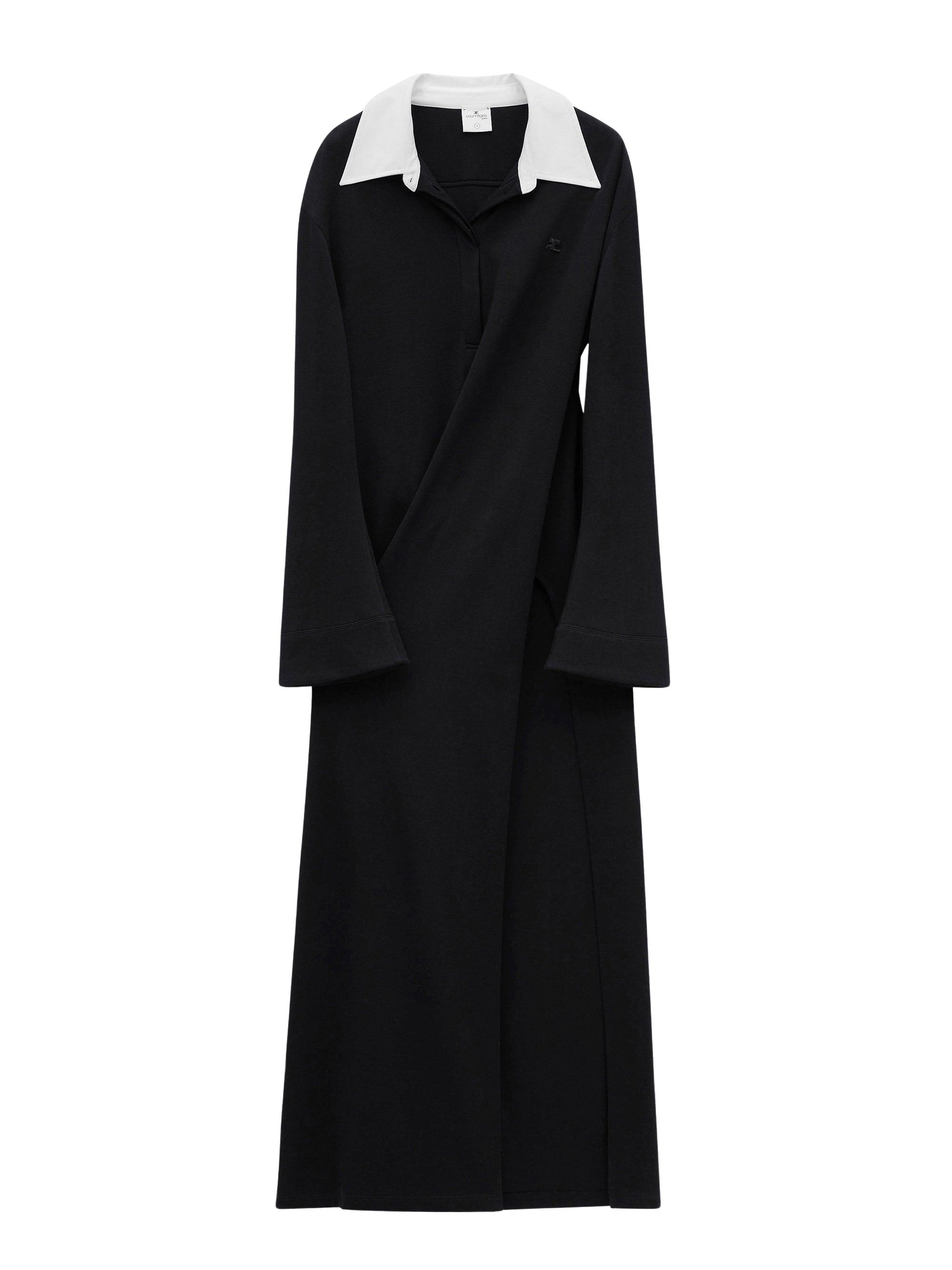 Twist cotton polo long Dress - Black