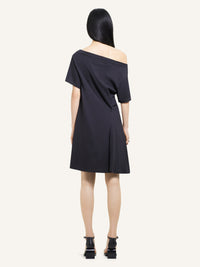 Boat neck cotton mini Dress - Black