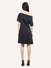 Boat neck cotton mini Dress - Black