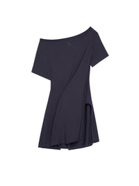 Boat neck cotton mini Dress - Black