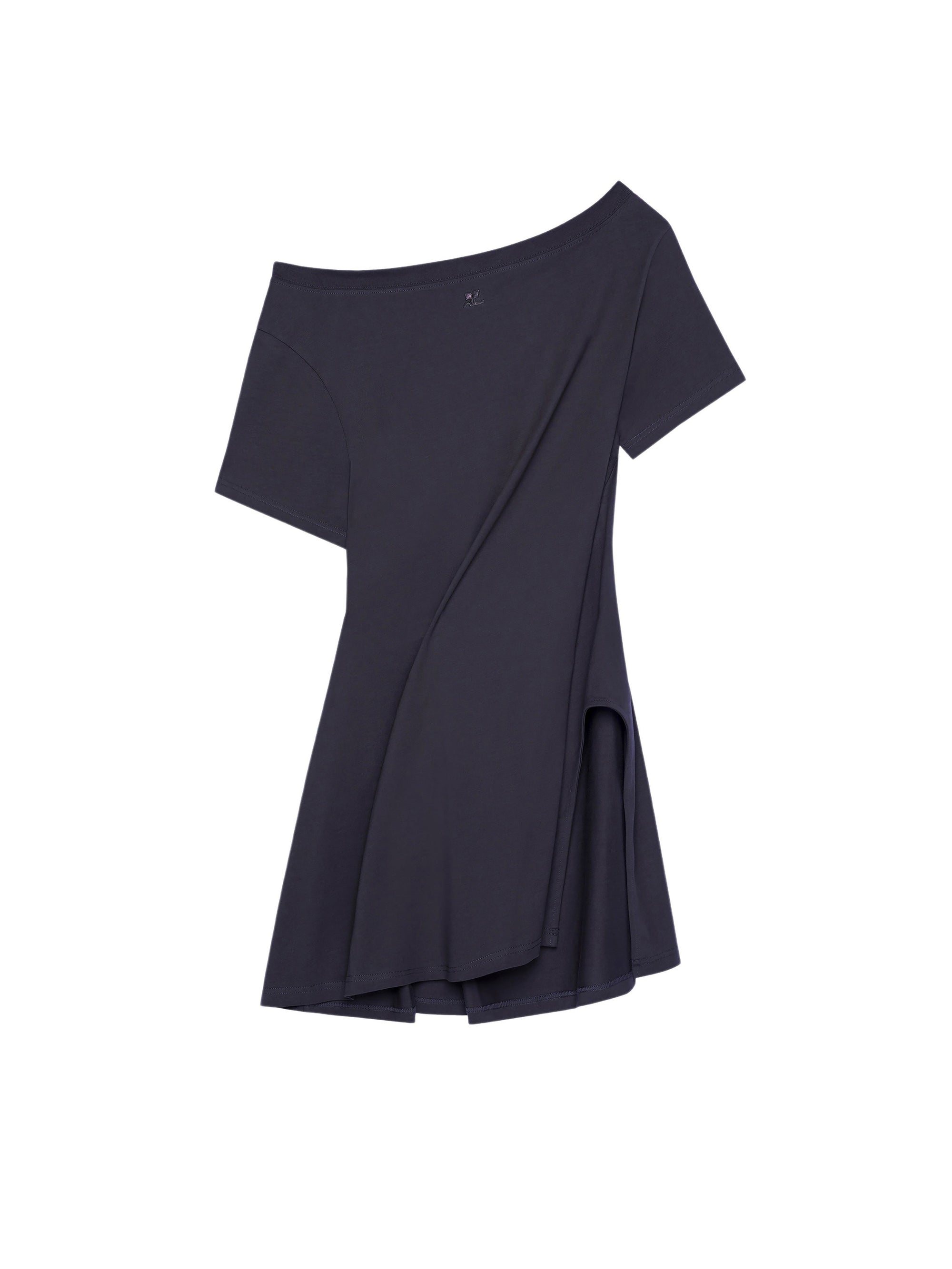 Boat neck cotton mini Dress - Black