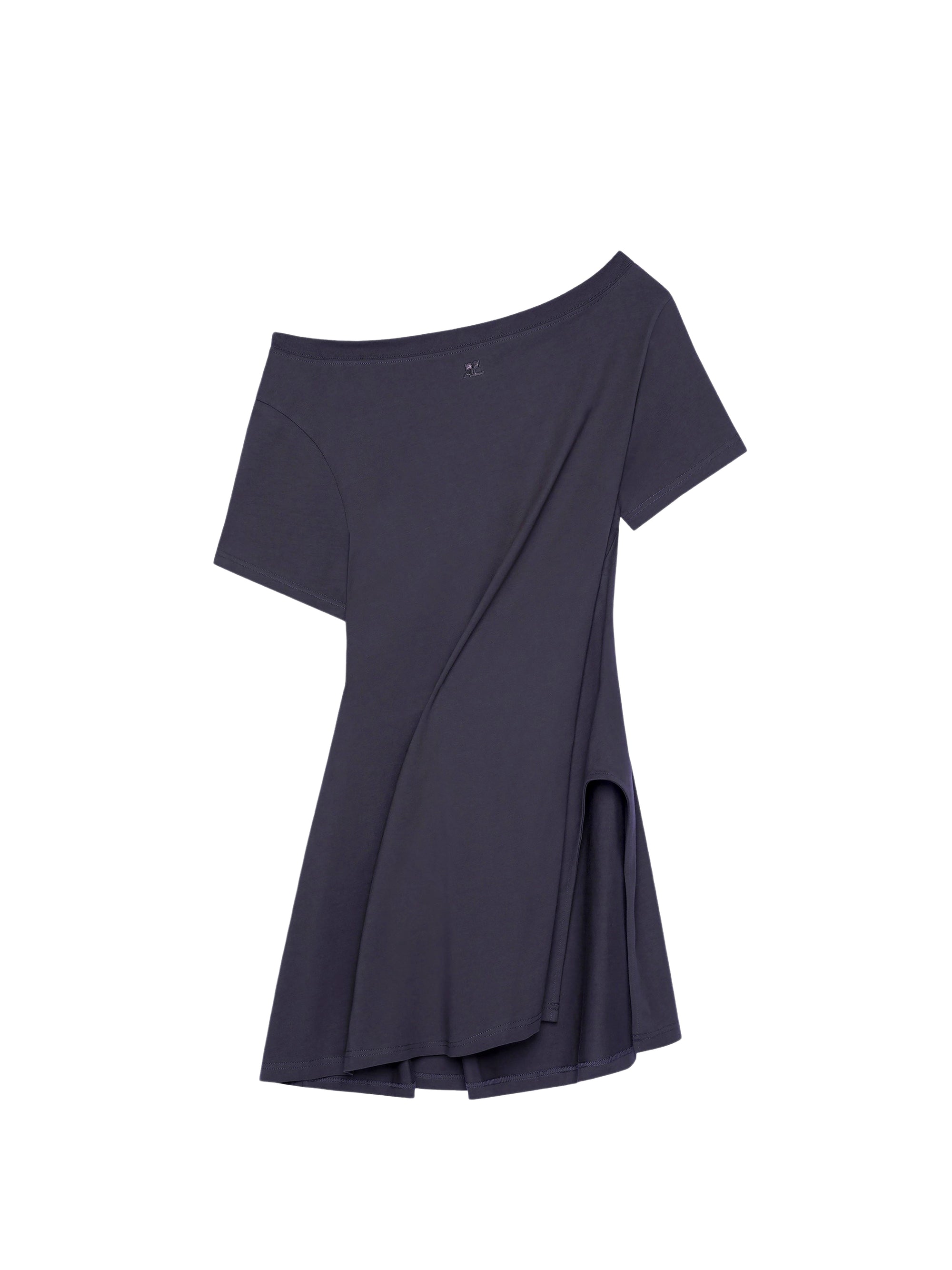 Boat neck cotton mini Dress - Black