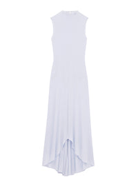 High neck crepe jersey long Dress - Blue