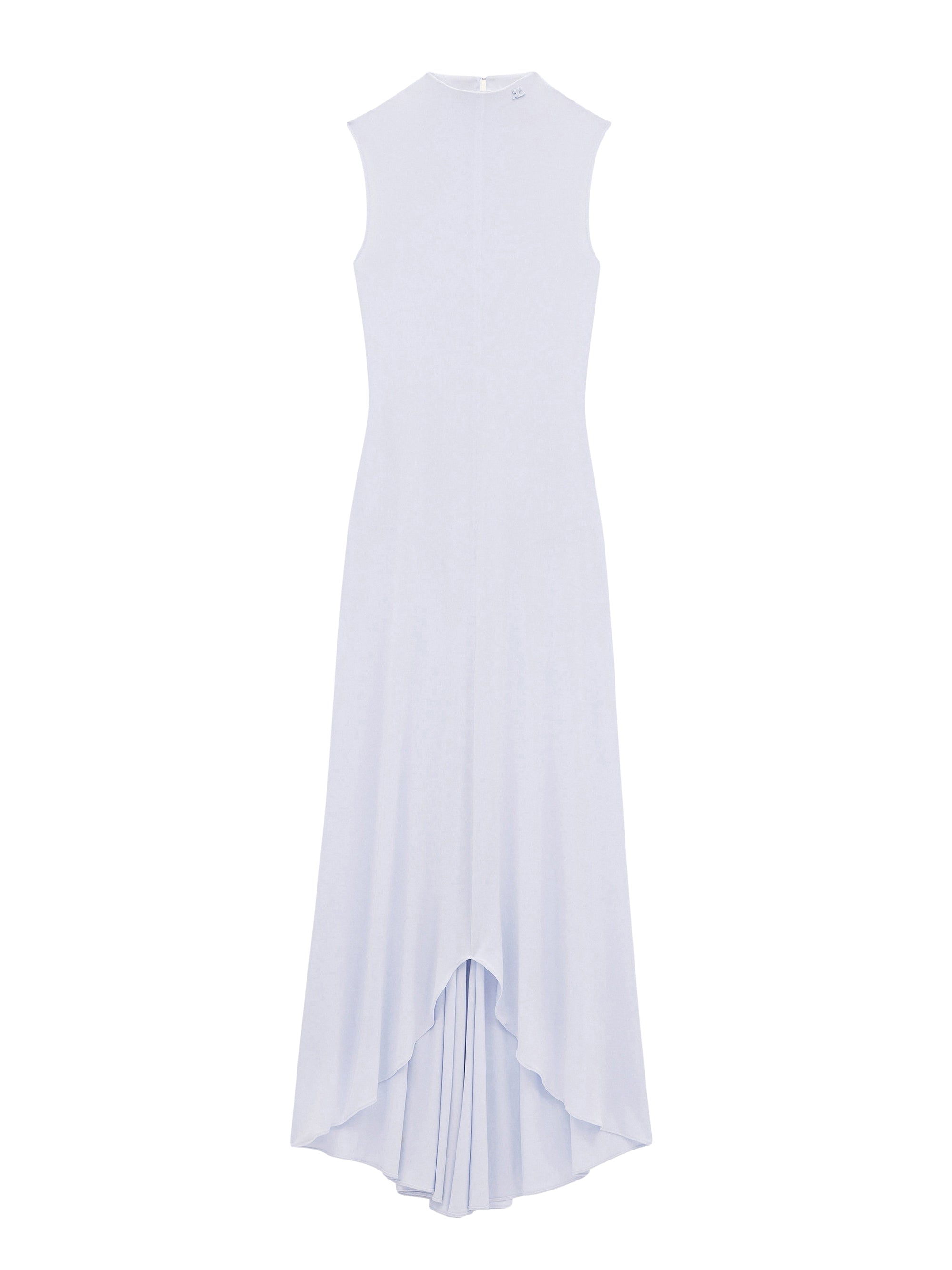 High neck crepe jersey long Dress - Blue