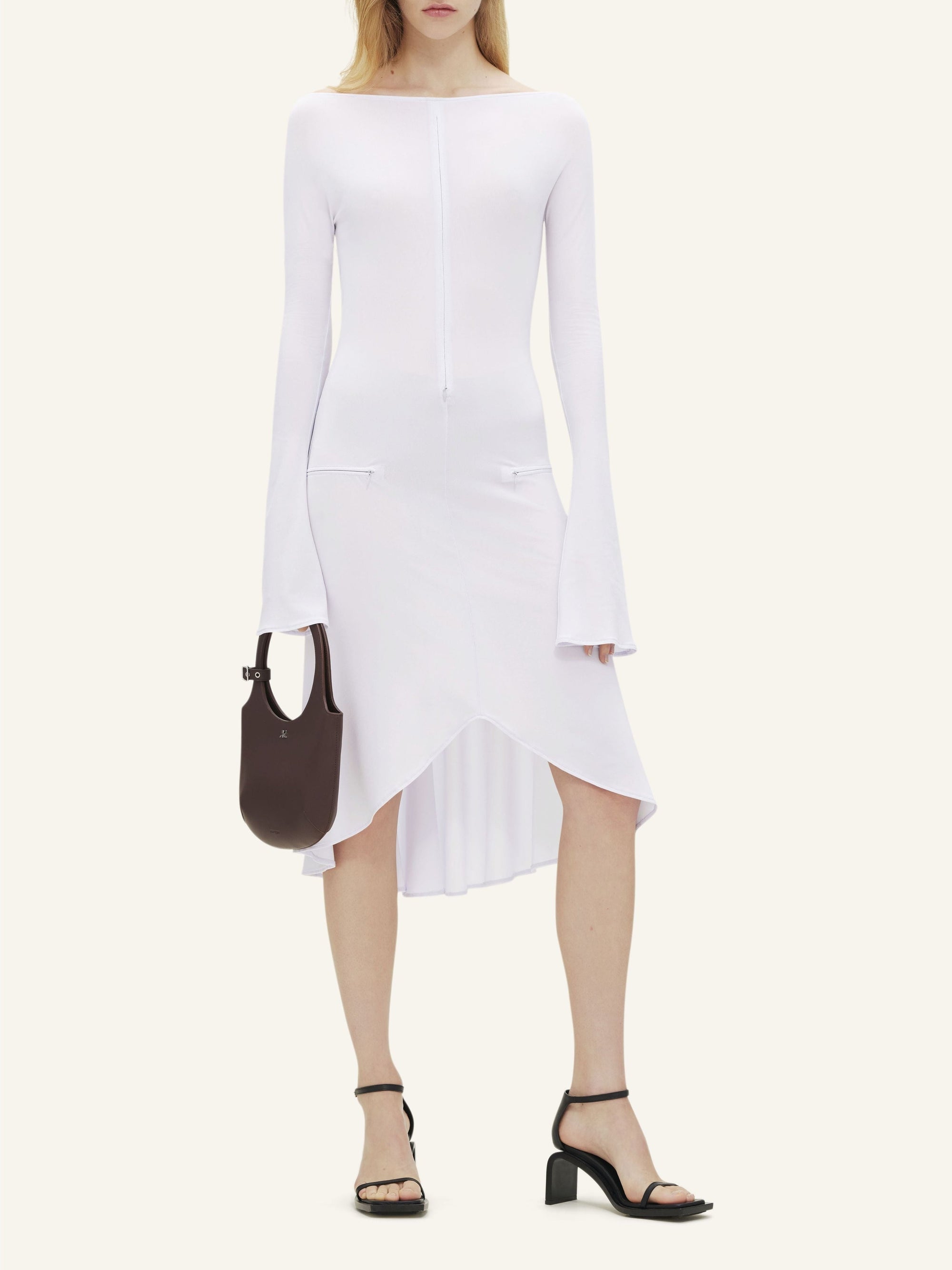 Drop zipped crepe jersey Dress - Mist