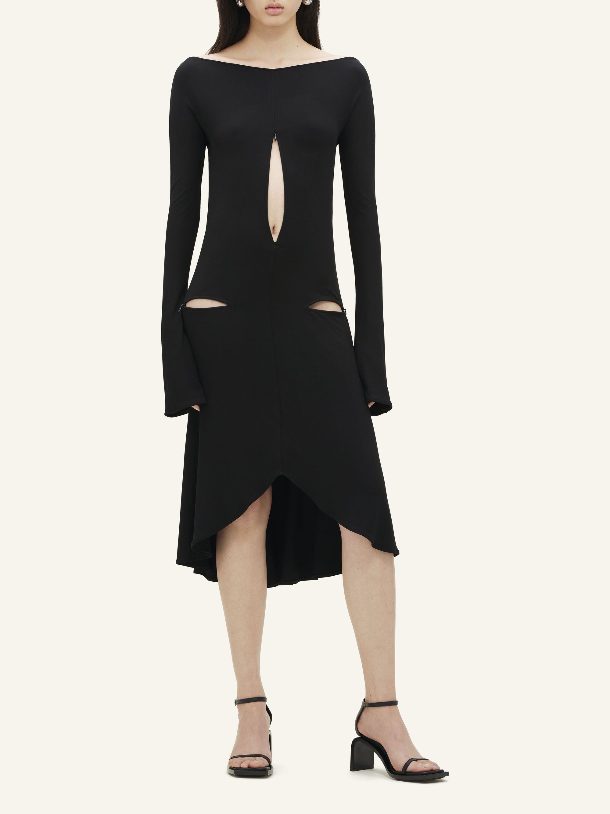 Drop zipped crepe jersey Dress - Black