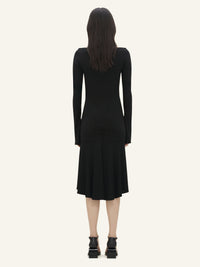 Drop zipped crepe jersey Dress - Black