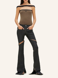 Hyperbole contrast Top - Green & Black