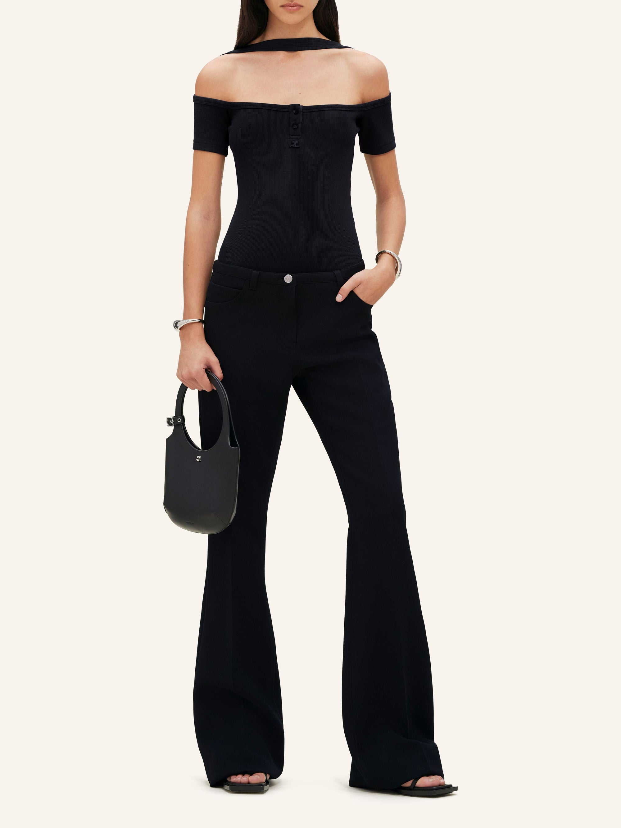 Hyperbole snaps 90's rib Top - Black