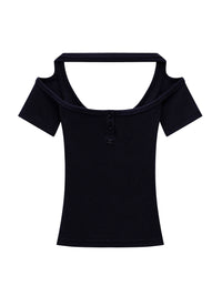 Hyperbole snaps 90's rib Top - Black