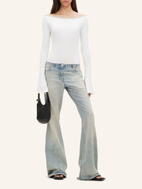 Contrast boat line Top - White & Sand