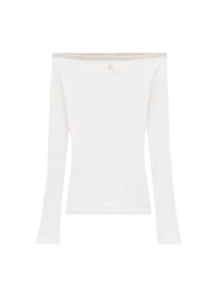 Contrast boat line Top - White & Sand