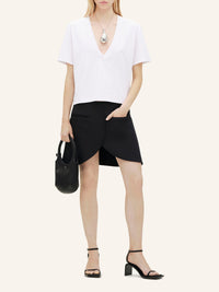 V neck cropped T-Shirt - Heritage White