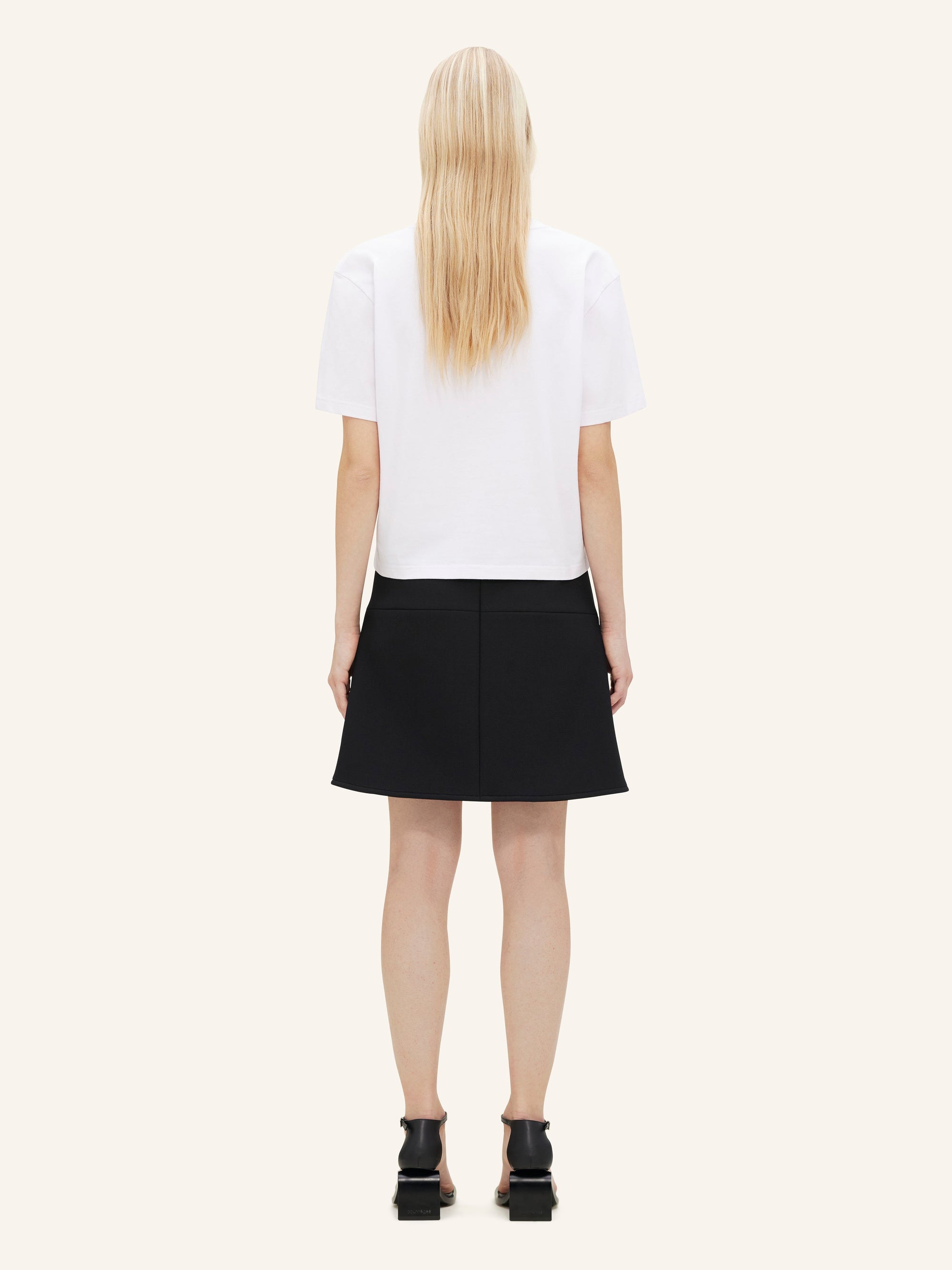 V neck cropped T-Shirt - Heritage White