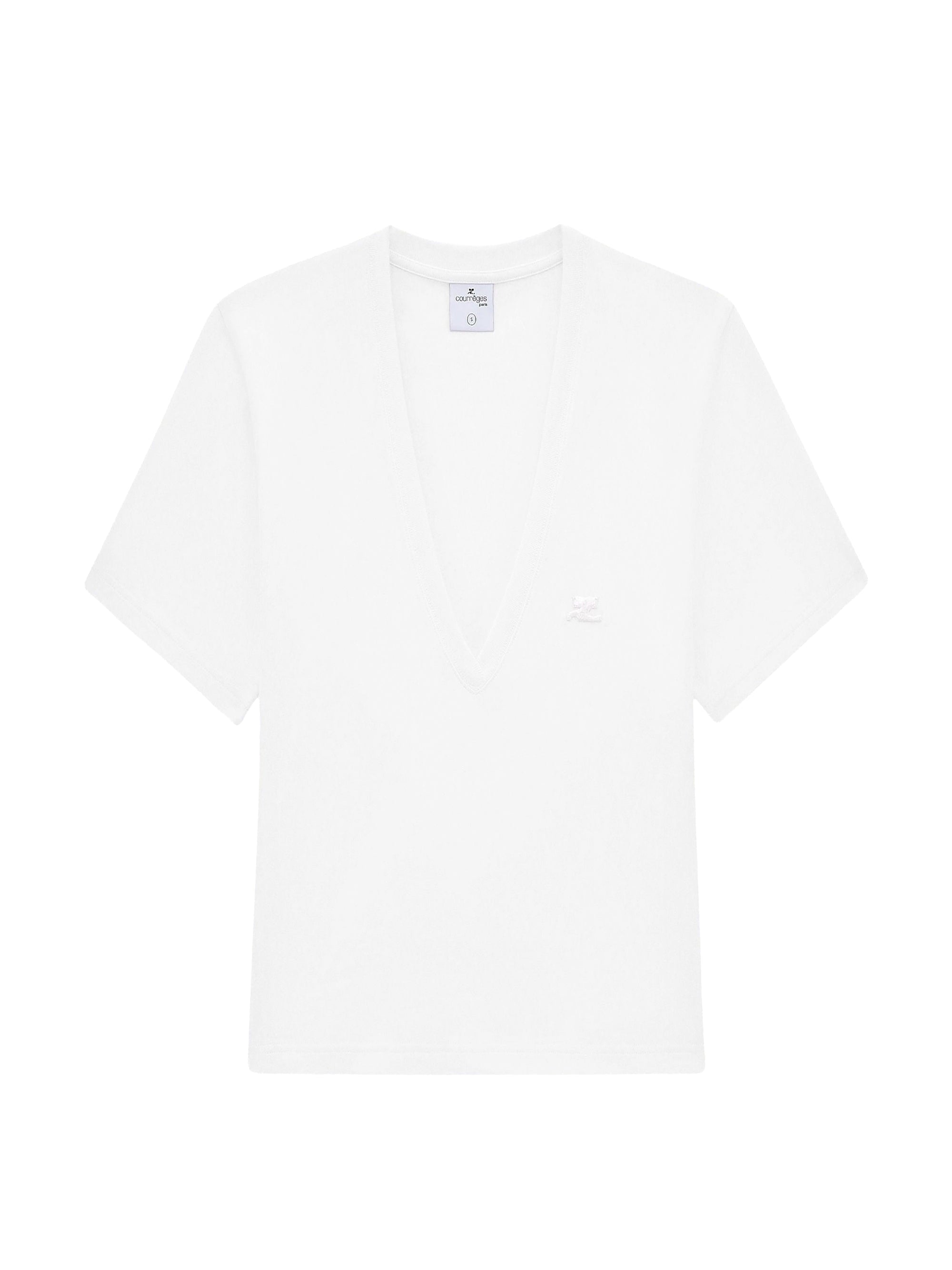 V neck cropped T-Shirt - Heritage White