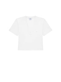 Cropped V-neck Tshirt - Heritage White