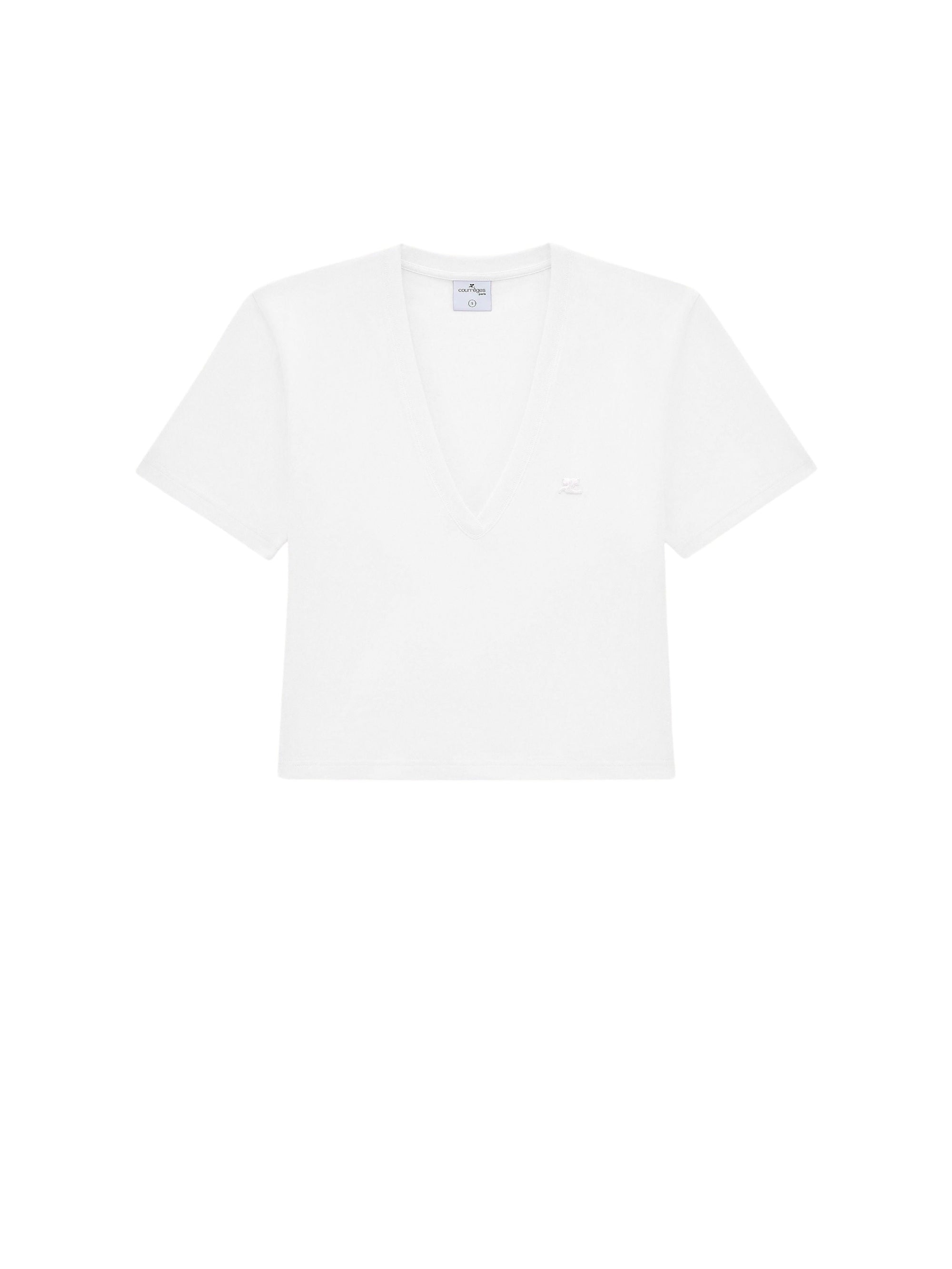 Cropped V-neck Tshirt - Heritage White