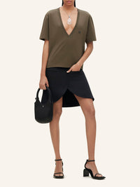 V neck cropped T-Shirt - Camouflage Green