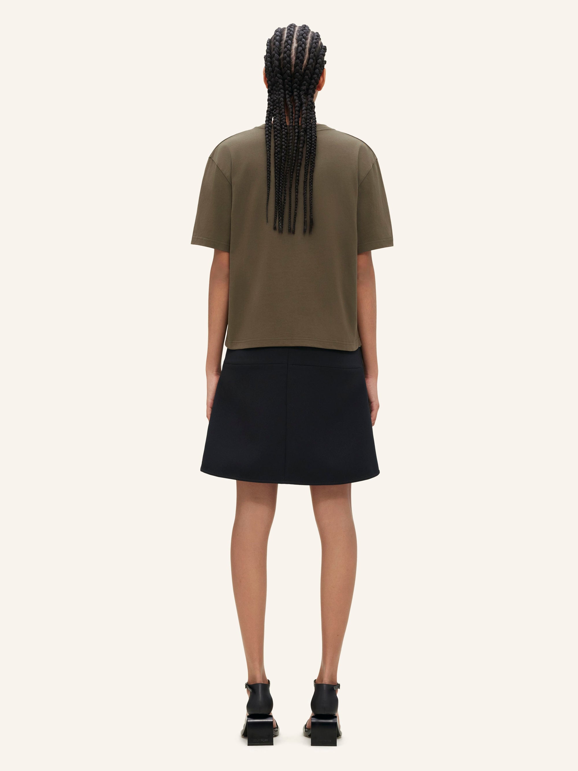 V neck cropped T-Shirt - Camouflage Green