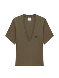 V neck cropped T-Shirt - Camouflage Green