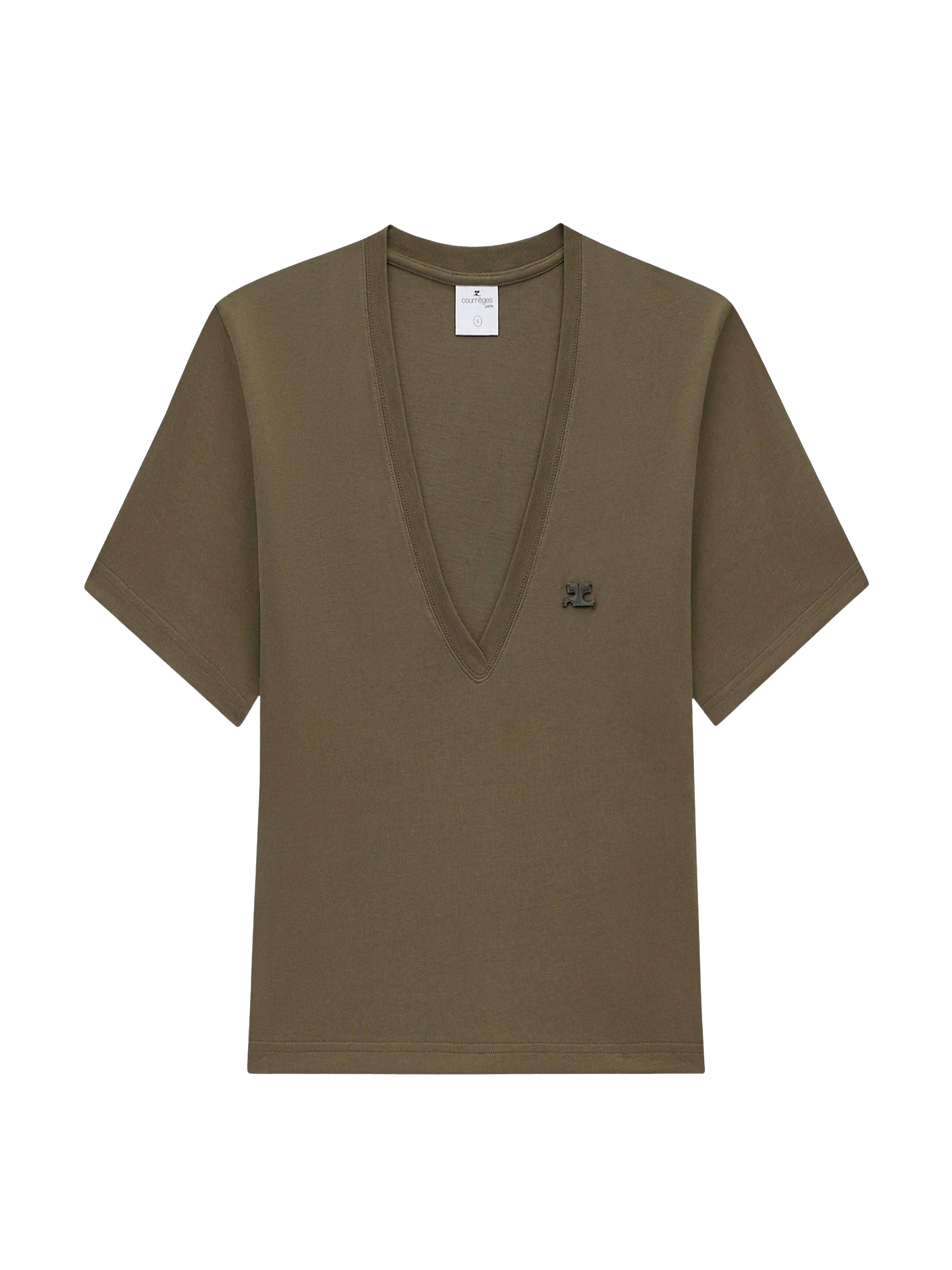 V neck cropped T-Shirt - Camouflage Green