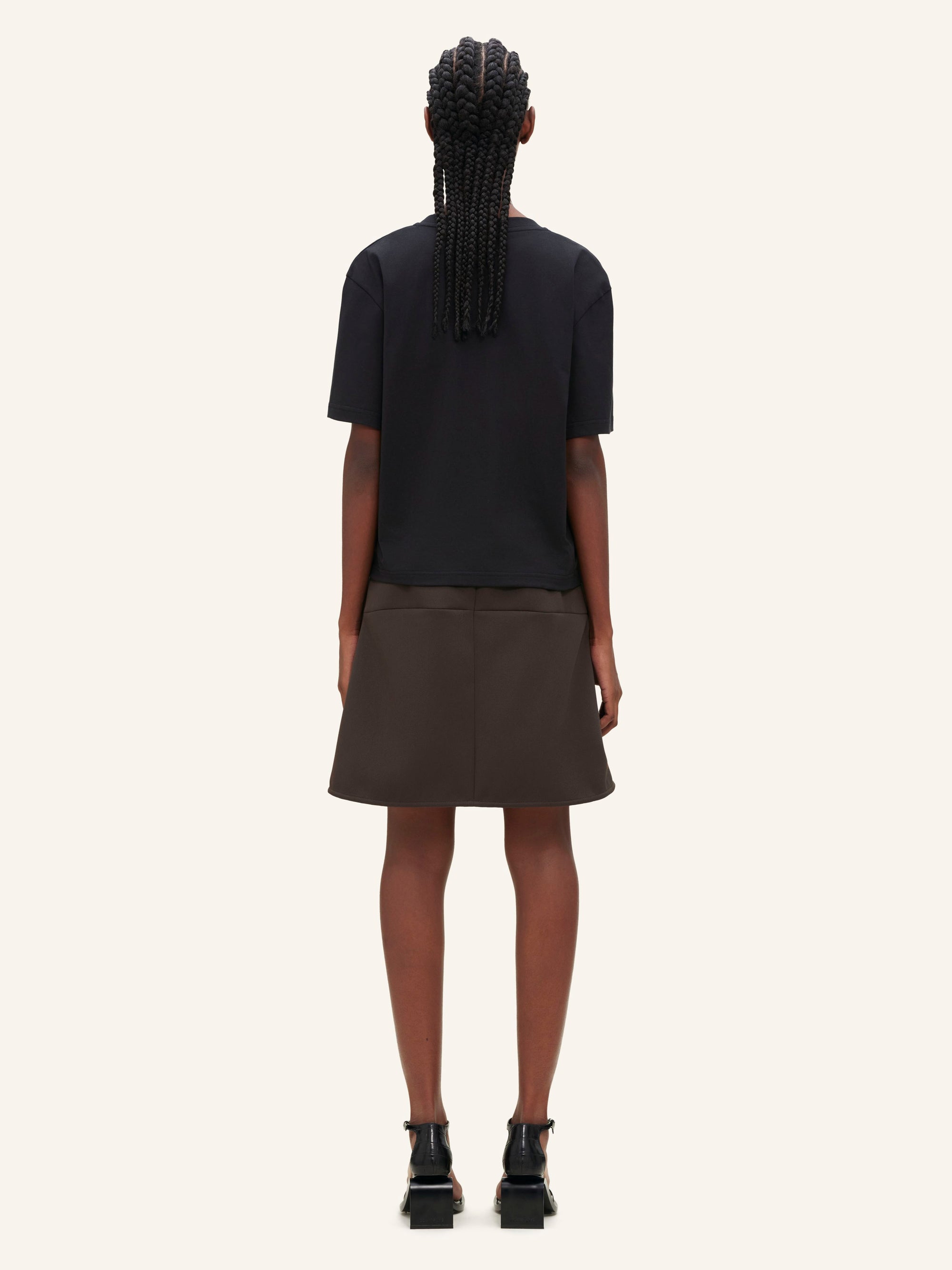 V neck cropped T-Shirt - Black