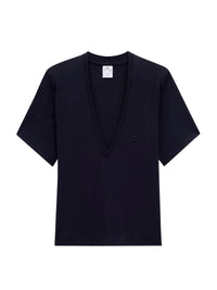V neck cropped T-Shirt - Black