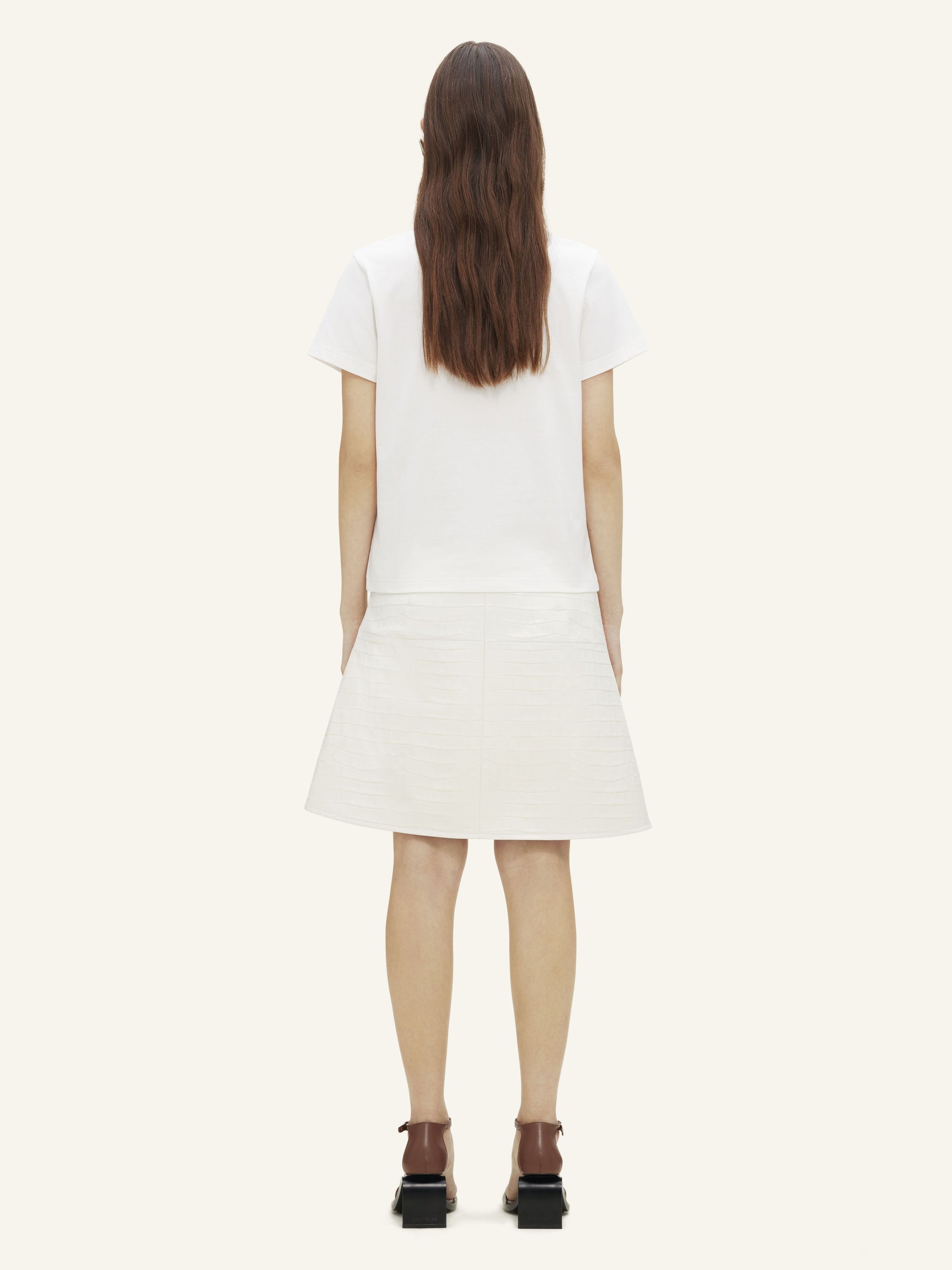Ellipse croco stamped mini Skirt - White