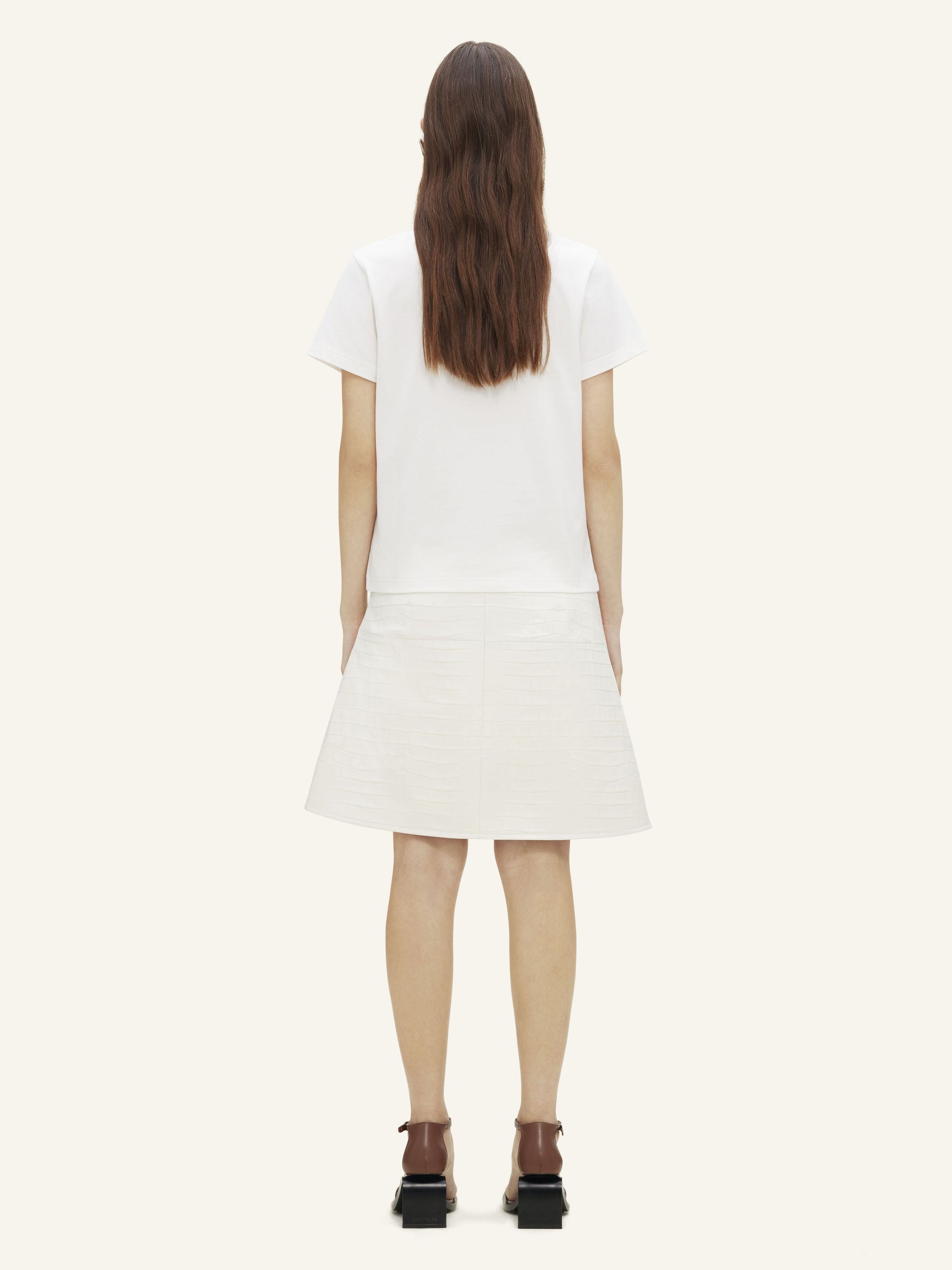 Ellipse croco stamped leather mini Skirt - Heritage White