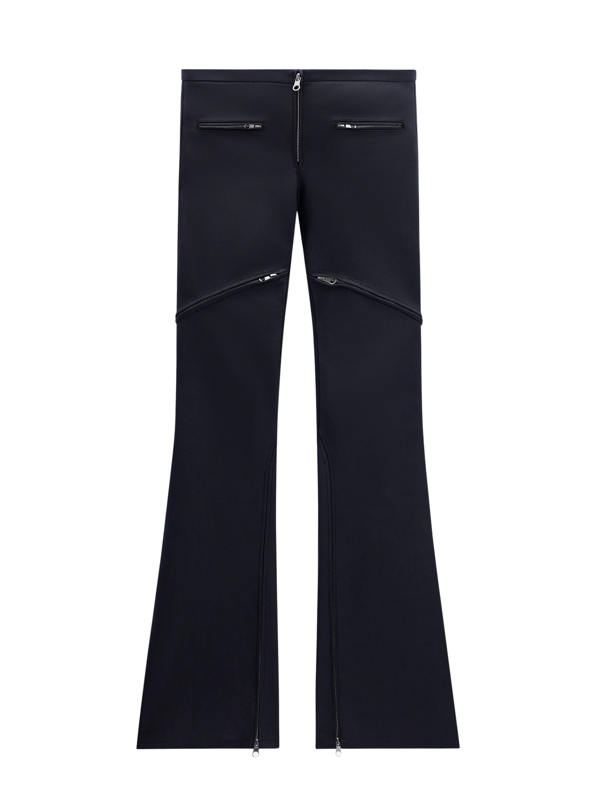 Ellipse zipped leather bootcut Pant - Black