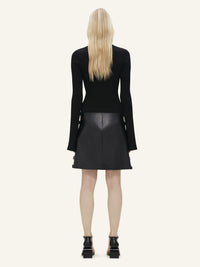 V neck rib knit Bodysuit - Black