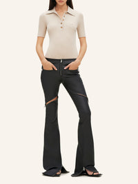 Signature rib knit Polo - Sand