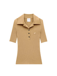 Signature rib knit Polo - Toffee