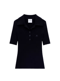 Signature rib knit Polo - Black