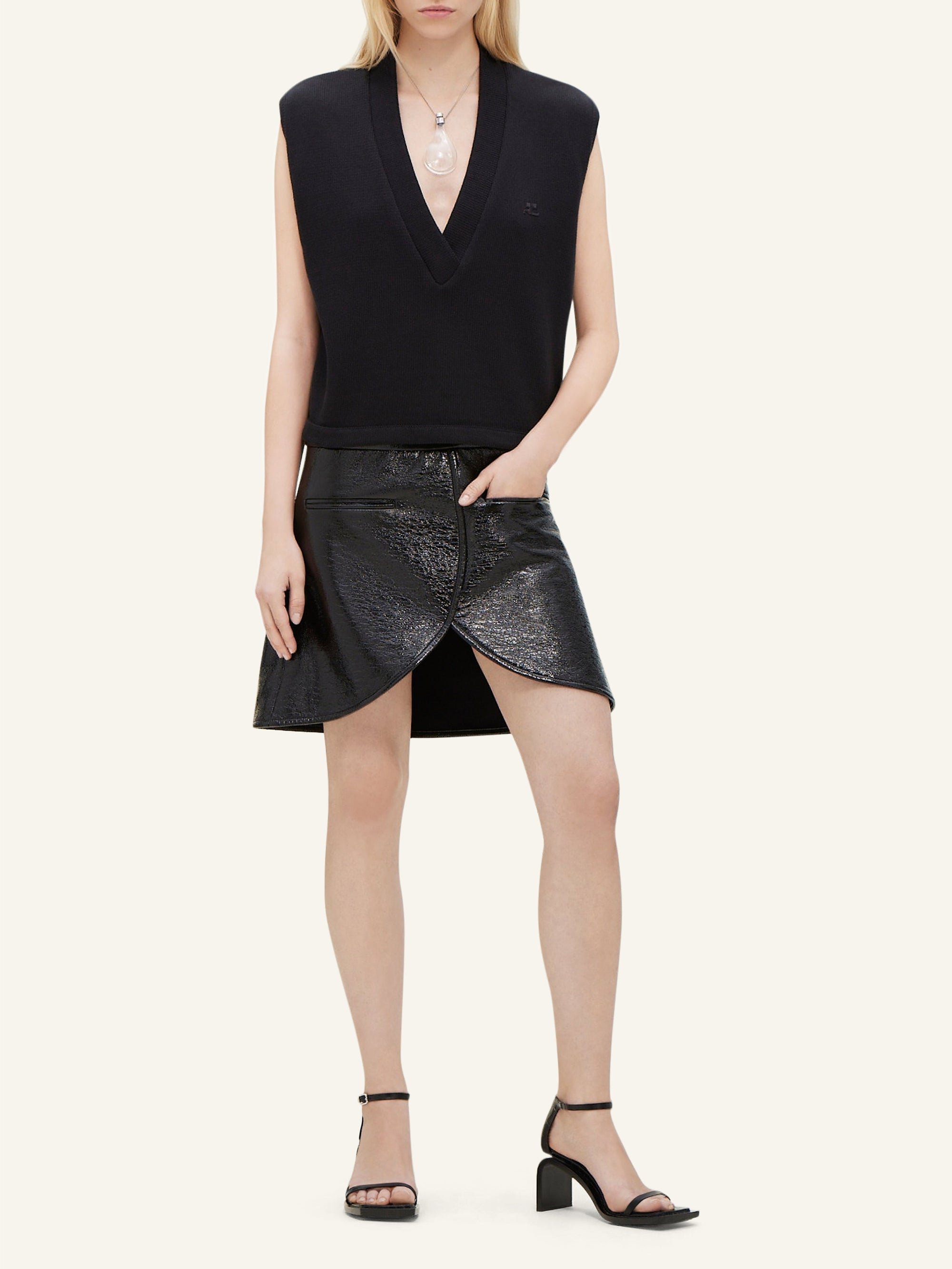 Varsity cotton Vest - Black
