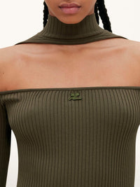 Hyperbole ls rib knit Sweater - Camouflage Green