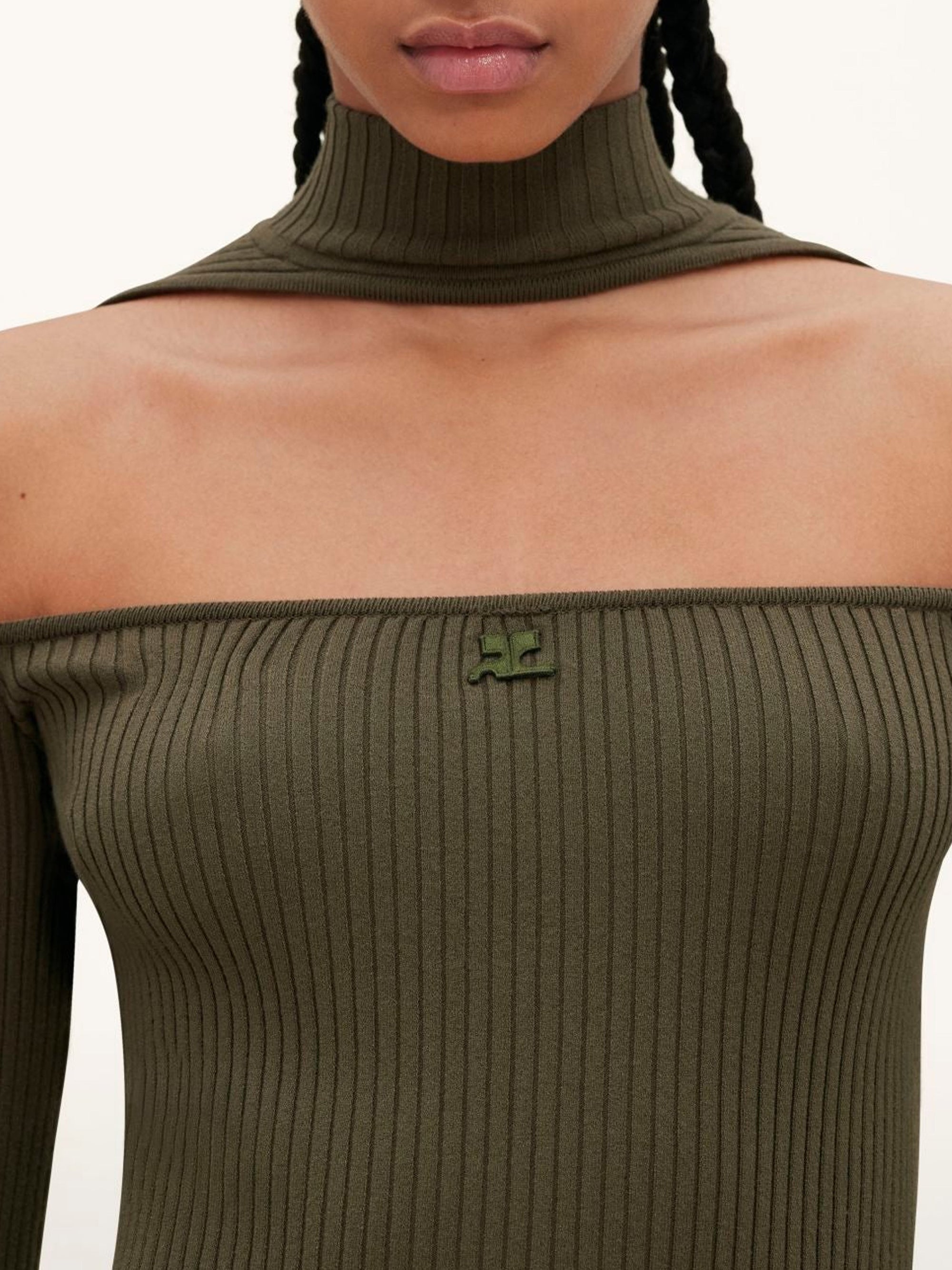 Hyperbole ls rib knit Sweater - Camouflage Green