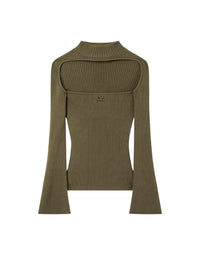 Hyperbole ls rib knit Sweater - Camouflage Green